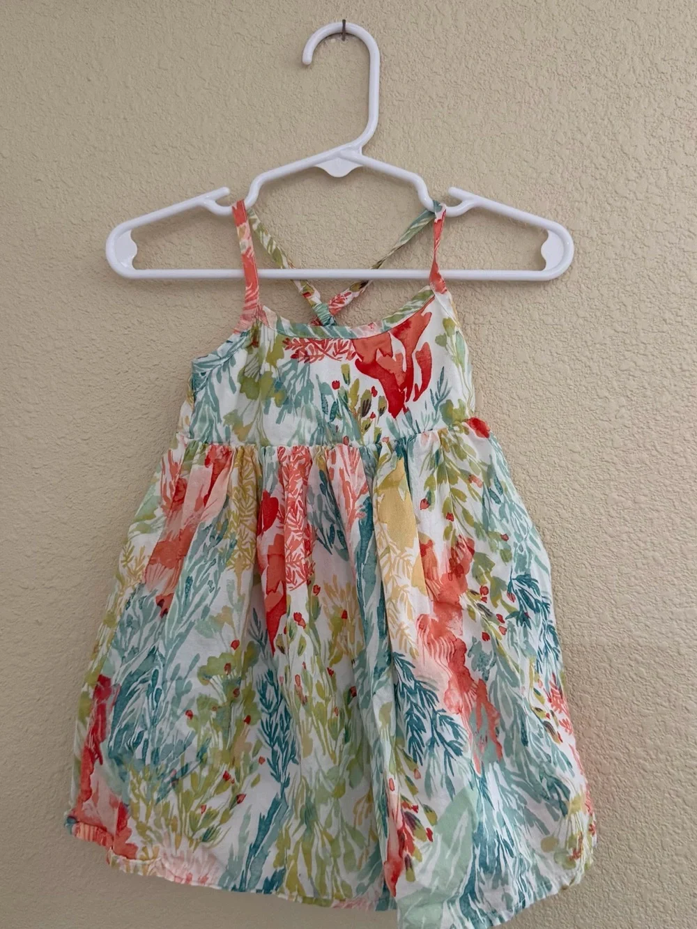 Old Navy Girls' Floral Sundress in Coral, Aqua & Yellow